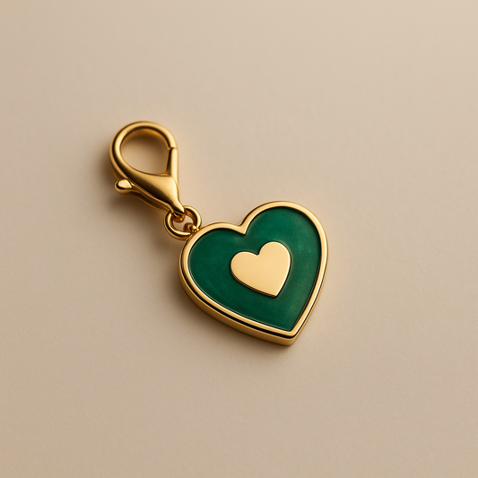 Green Enamel Heart Charm