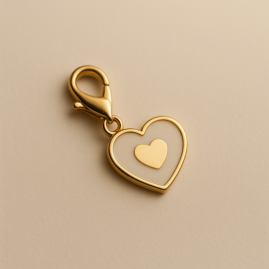 White Enamel Heart Charm